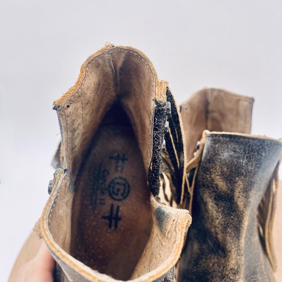 Circle G Boots Womens 6 Beige Leather Pull On Ankle Fringe Western Studded - Picture 4 of 11